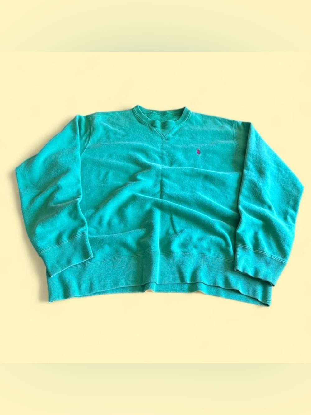 Vintage Polo Ralph Lauren Sweatshirt Green Purple Pony Men’s M Crewneck